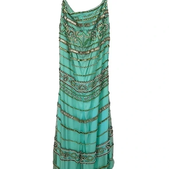 Rachel Allan Prom 2- Piece in Mint Green Size 12 Crop Top with Fishtail Bottom - Picture 7 of 9